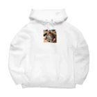 いちごみるくの毛糸に囲まれる猫 Big Hoodie