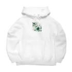 アミュペンの数学的なデザインを持つ緑と白の花 Big Hoodie