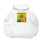 猫好きの谷の猫の水彩画/花畑のサイベリアンねこのイラスト/キジトラネコ Big Hoodie