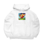 YFCの炎を尾を持つ精悍なキツネ Big Hoodie