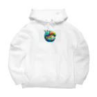 Bigstarの地球儀に乗ってる可愛い芋虫キャラクターです Big Hoodie