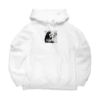 Zawashopの水墨画風シベリアンハスキー Big Hoodie