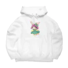 けだまのレトロなお花のワンピースを着たの Big Hoodie