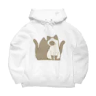 かわいいもののおみせ　いそぎんちゃくの表裏印刷　仲良し猫　黒&ポインテッド Big Hoodie