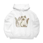 かわいいもののおみせ　いそぎんちゃくの表裏印刷　仲良し猫　灰白ハチワレ&ポインテッド Big Hoodie