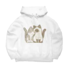 かわいいもののおみせ　いそぎんちゃくの表裏印刷　仲良し猫　サバ白&ポインテッド Big Hoodie