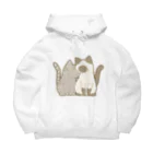 かわいいもののおみせ　いそぎんちゃくの表裏印刷　仲良し猫　鯖トラ&ポインテッド Big Hoodie