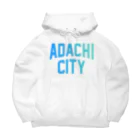 JIMOTO Wear Local Japanの足立区 ADACHI CITY ロゴブルー ビッグシルエットパーカー