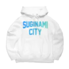 JIMOTOE Wear Local Japanの杉並区 SUGINAMI CITY ロゴブルー ビッグシルエットパーカー