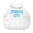 JIMOTO Wear Local Japanの板橋区 ITABASHI CITY ロゴブルー ビッグシルエットパーカー
