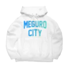 JIMOTO Wear Local Japanの目黒区 MEGURO CITY ロゴブルー ビッグシルエットパーカー