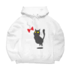 春猫荘の黒猫と赤いリボン Big Hoodie