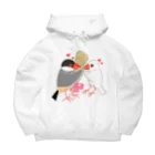 Lily bird（リリーバード）の粟穂をプレゼント 桜&白文鳥 Big Hoodie