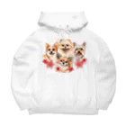 SANKAKU DESIGN STOREのお花の似合う小さい犬たち。 Big Hoodie