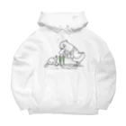 イラスト MONYAAT のネギを値切っている鴨カモかもカモ　L Big Hoodie