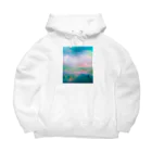 【ホラー専門店】ジルショップの油絵風の癒しデザイン(ターコイズブルー) Big Hoodie