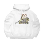 ももねこ工房（　◜◡‾）のホルンからのぞくネコ Big Hoodie