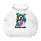 ユニークなワンちゃんデザインのお店のボーダーコリー　ネオンカラー Big Hoodie