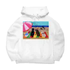 ハッピー・ラブラドールズの浜辺のラブラドール Big Hoodie