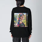 かわいい娘ショップのカラフルヘアー少女 Big Long Sleeve T-Shirt