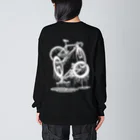 nidan-illustrationのmelted bikes #2 (white ink) ビッグシルエットロングスリーブTシャツ