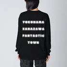 横浜市金沢区の地域活動家　ツンのYOKOHAMA KANAZAWA FANTASTIC TOWN（黒） ビッグシルエットロングスリーブTシャツ