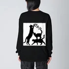 insparation｡   --- ｲﾝｽﾋﾟﾚｰｼｮﾝ｡の黒猫タワー(白黒) Big Long Sleeve T-Shirt