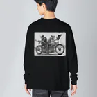 Skull sectionのバイクとドクロ（黒メイン） ビッグシルエットロングスリーブTシャツ