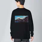 🦌の雲と風景の服 ビッグシルエットロングスリーブTシャツ