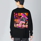 寅丑商會の架空の90年代アニメ_背後 ビッグシルエットロングスリーブTシャツ