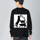 insparation｡   --- ｲﾝｽﾋﾟﾚｰｼｮﾝ｡の黒猫タワー(白黒) ビッグシルエットロングスリーブTシャツ