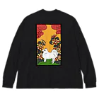 大日本尖犬主義の菊に尖犬--尖犬花札--白文字 Big Long Sleeve T-Shirt