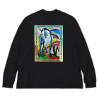 アニマル四字熟語のフランンツマルクの青い馬　 Big Long Sleeve T-Shirt