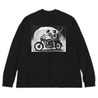 Skull sectionのバイクとガイコツ（黒メイン） ビッグシルエットロングスリーブTシャツ