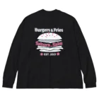 Burgers&Fries Sakura_SakuのBurgers&Fries Sakura_Saku ロゴアイテム（ホワイト） Big Long Sleeve T-Shirt