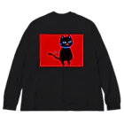 こっこさんのお店のご機嫌な黒ねこちゃん ビッグシルエットロングスリーブTシャツ