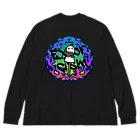 BonbonWhip SUZURI店の火あぶりおばけ(青) Big Long Sleeve T-Shirt