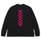 薄旅さなぎのコルセットリボンショッキングピンク Big Long Sleeve T-Shirt