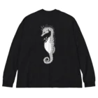 LalaHangeulのタツノオトシゴさんはイクメンです　モノトーン Big Long Sleeve T-Shirt