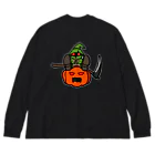 ナチュラルサトシのめへのスケアクロウとジャック・オー・ランタン（バックプリント） Big Long Sleeve T-Shirt