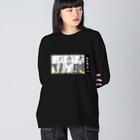 TM-3 Designの偉人 × BEER（三英傑）黒線画・枠付 Big Long Sleeve T-Shirt