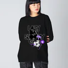 loveclonesのLAZY DAY SLOOPY GIRL 0574 ブラックフーディー女子 エロポップ ロゴ Big Long Sleeve T-Shirt