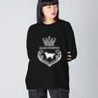 onehappinessのゴールデンレトリバー　crown heart　onehappiness　white ビッグシルエットロングスリーブTシャツ