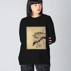 MUGEN ARTの小原古邨　鷹　Ohara Koson / Falcon ビッグシルエットロングスリーブTシャツ