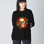 ❣ 𝐩𝐨𝐩 𝐜𝐨𝐥𝐥𝐞𝐜𝐭𝐢𝐨𝐧'𝐬 ❣の薔薇とスカルデザイン。 ビッグシルエットロングスリーブTシャツ