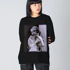 PALA's SHOP　cool、シュール、古風、和風、のMarilynMonroe　&　CAT ビッグシルエットロングスリーブTシャツ