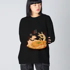 花日和 畳のきつねうどん ビッグシルエットロングスリーブTシャツ