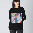 かわいい娘ショップのカラフルヘアー少女 Big Long Sleeve T-Shirt