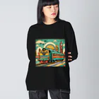 のんびりアート工房のレトロファッション Big Long Sleeve T-Shirt