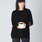 シンプル 組み合わせ用 ファッションのシンプル コーヒー Big Long Sleeve T-Shirt